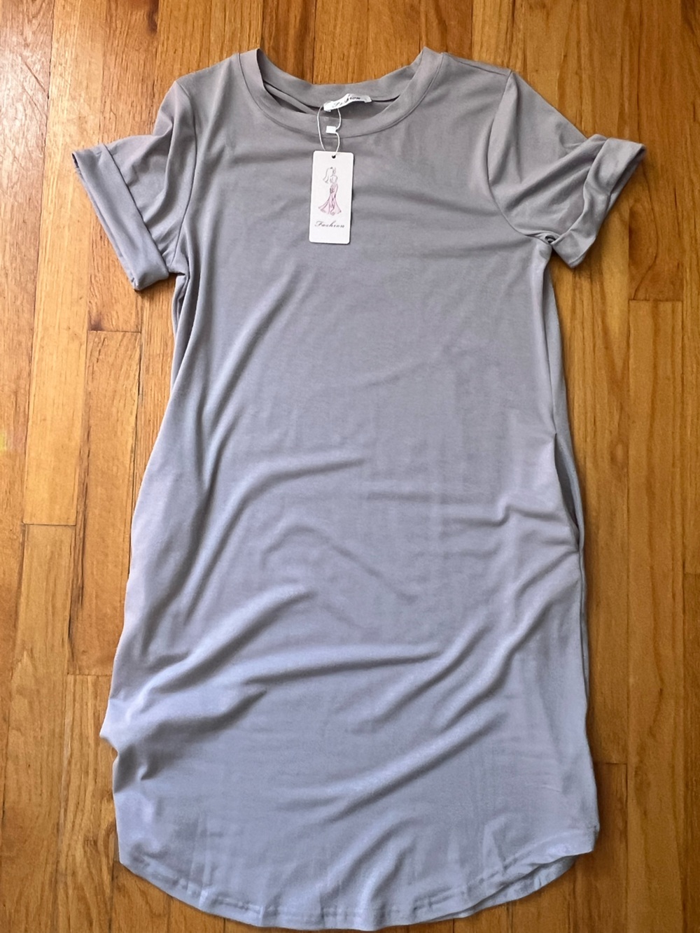 Basic Short Sleeve Dress in Light Gray
